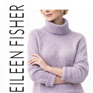Eileen Fisher Lavender Turtleneck Knit Sweater Cozy Oversized Size Small